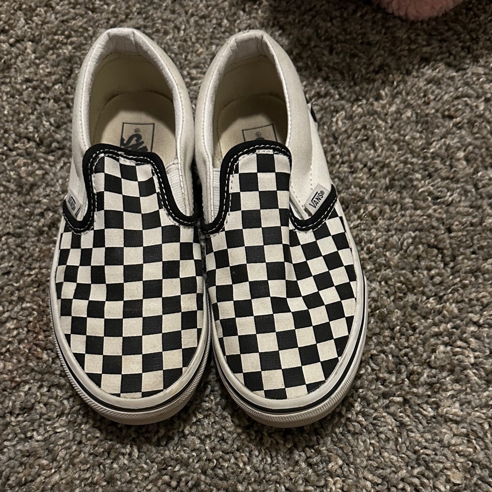 Vans Kids Black and White Checkered Slip-On Sneakers